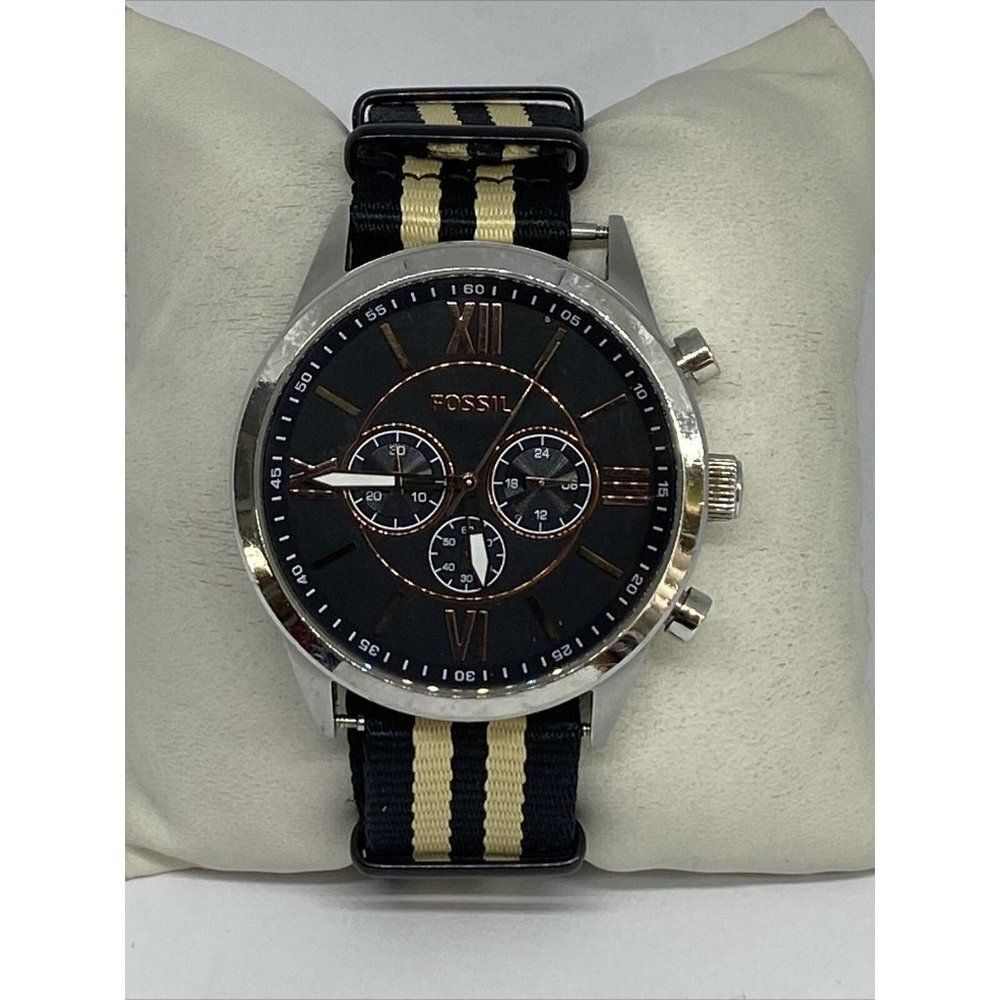 Fossil BQ1520 Mens Multi-Color Nylon Black Analog